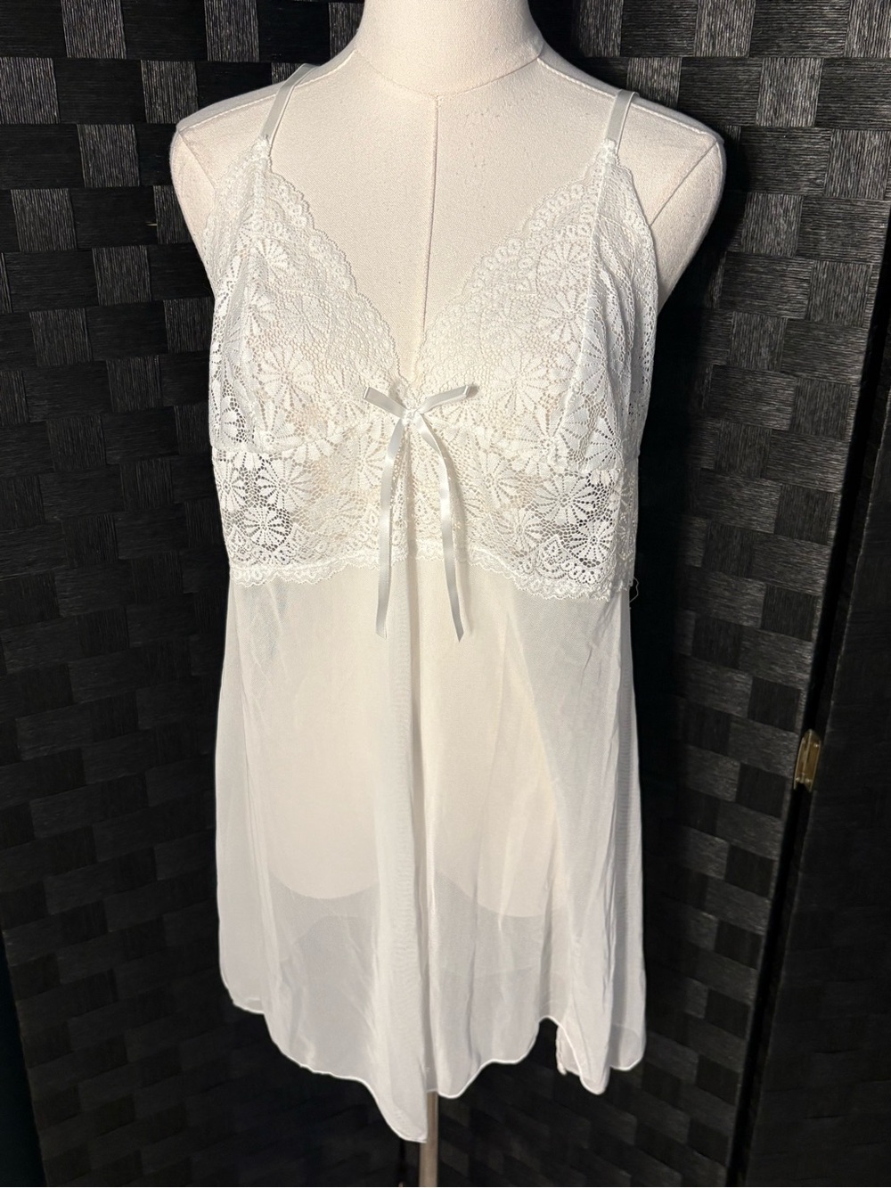 Delicate Lace Sheer Chemise - White